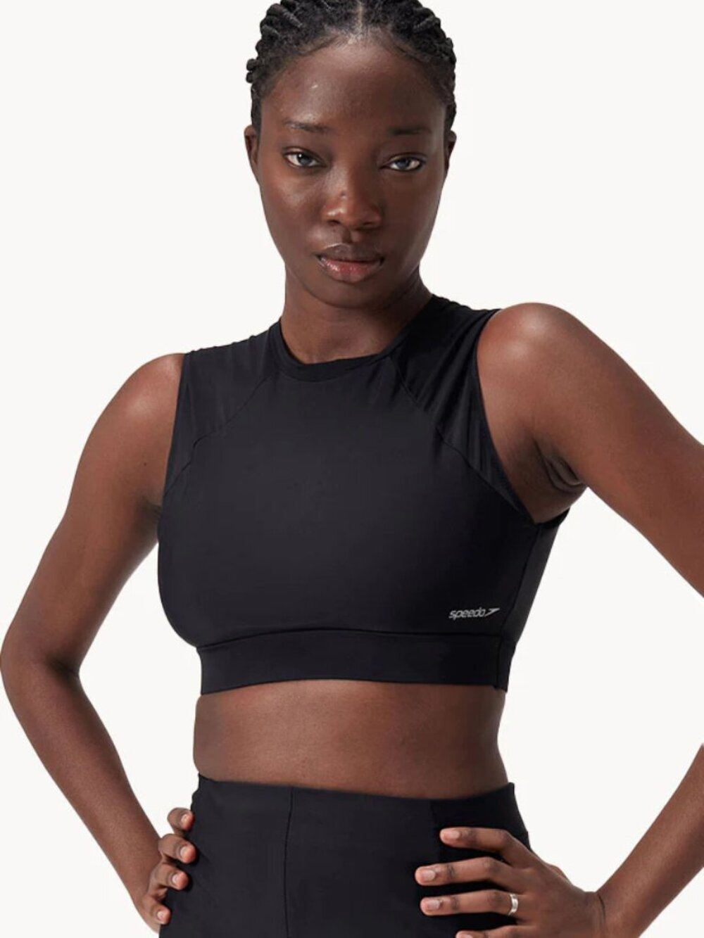 NWT Speedo Solid Mesh Crop Anthracite M